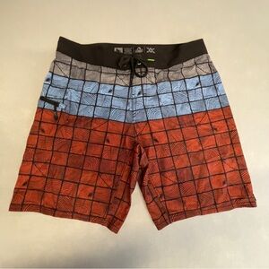 Hippy Tree Board Surf Swim Shorts. Lightweight Size 36 Geometric Pattern Travel